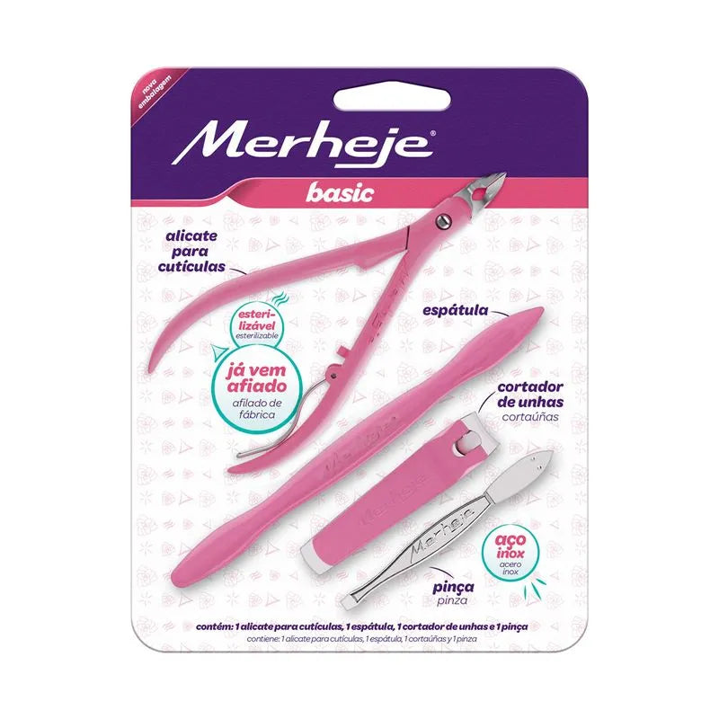 Kit Profissional Plus Merheje Basic Rosa Embalagem 4 Peças