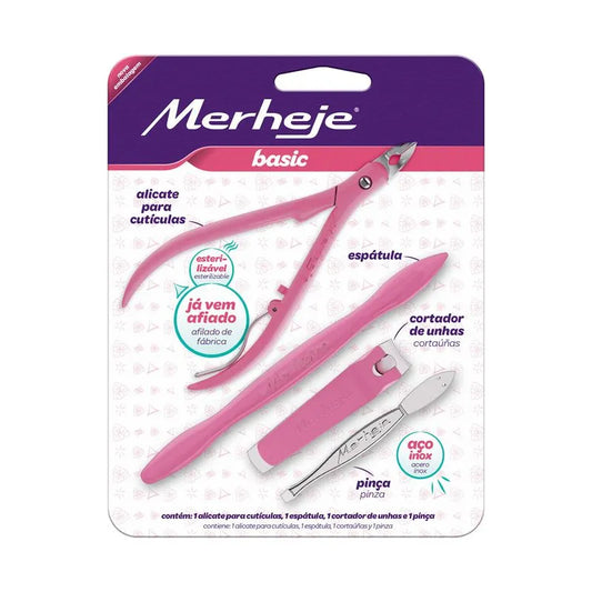 Kit Profissional Plus Merheje Basic Rosa Embalagem 4 Peças