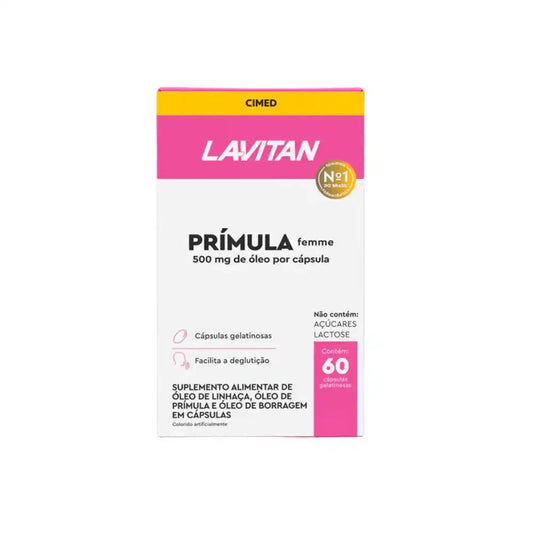 Prímula Femme 500mg Lavitan Cimed Caixa 60 Cápsulas