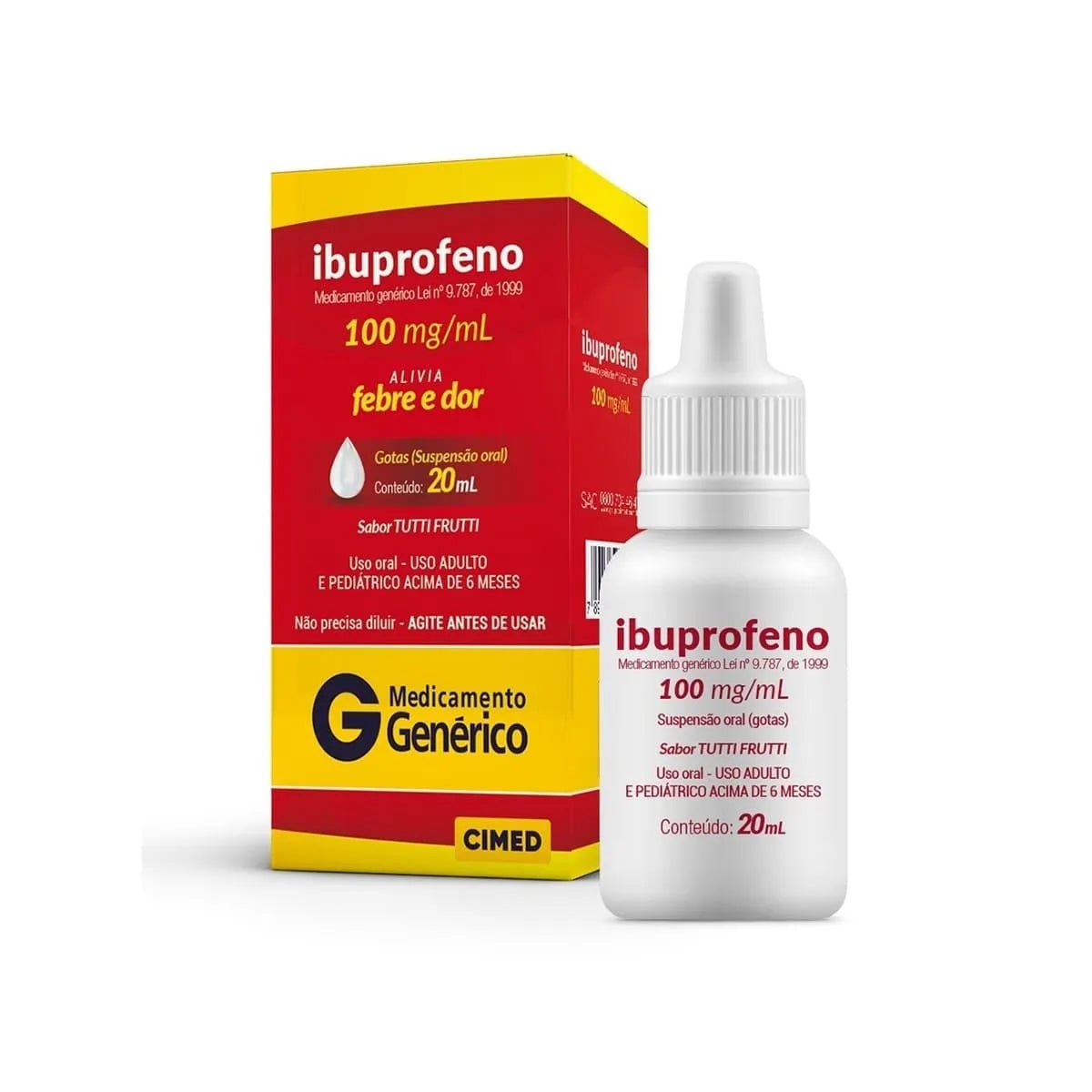 Ibuprofeno 100mg/ml Gotas Cimed - 20ml (Genérico)