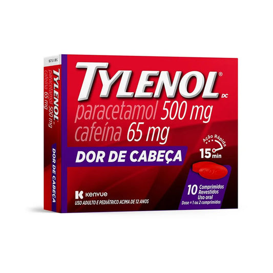Tylenol dc 500mg dor de cabeça 10 comprimidos revestidos