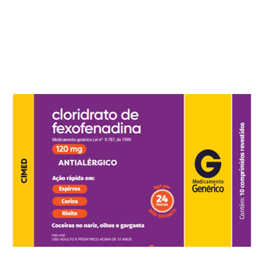 Cloridrato de Fexofenadina 120mg com 10 Comprimidos Genérico Cimed