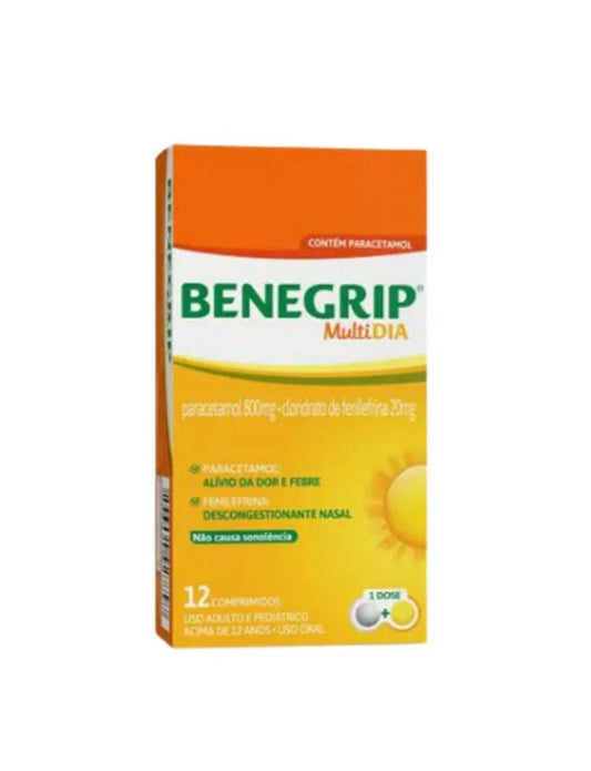 Benegrip multi dia com 12 comprimidos