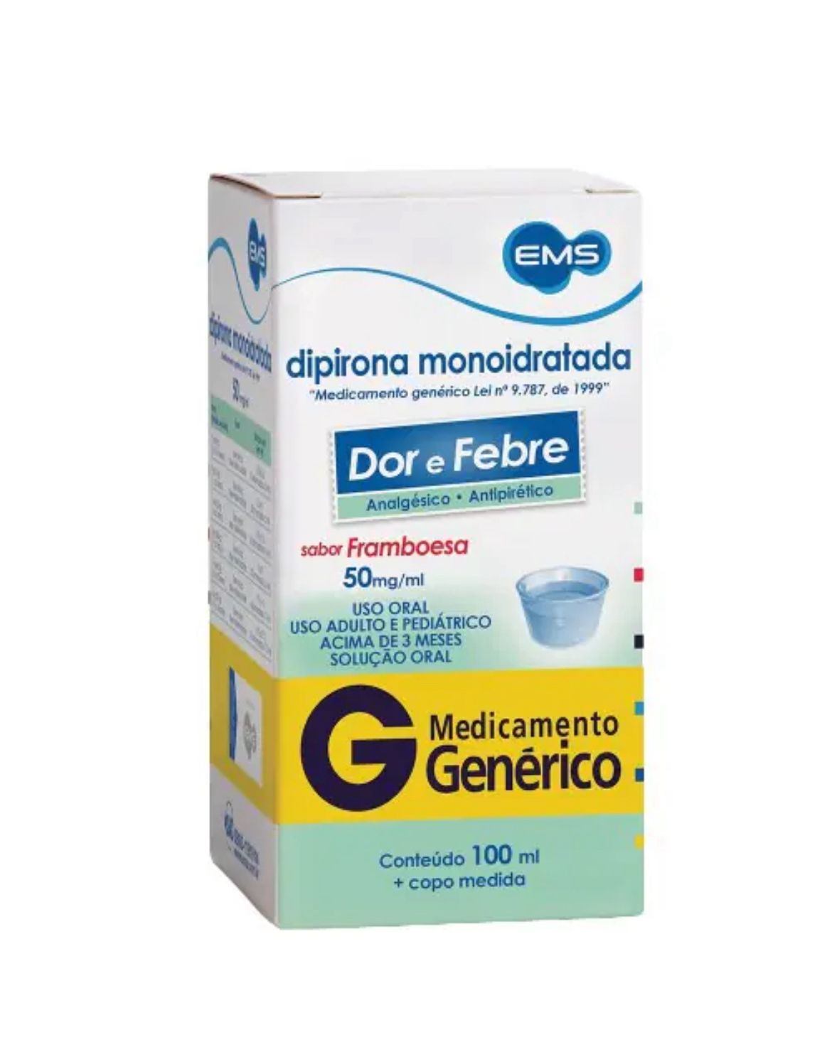 Dipirona Monoidratada Framboesa 50mg/Ml Ems Caixa 100ml + Copo Medida