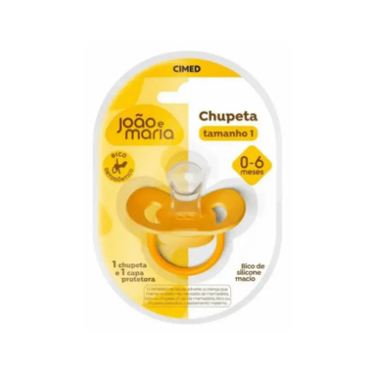 Chupeta Ortodôntica Amarela Tamanho 1 Para Bebês de 0 a 6 Meses Cimed