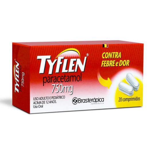 Tyflen Paracetamol 750mg Com 20 Comprimidos Braste Pharma